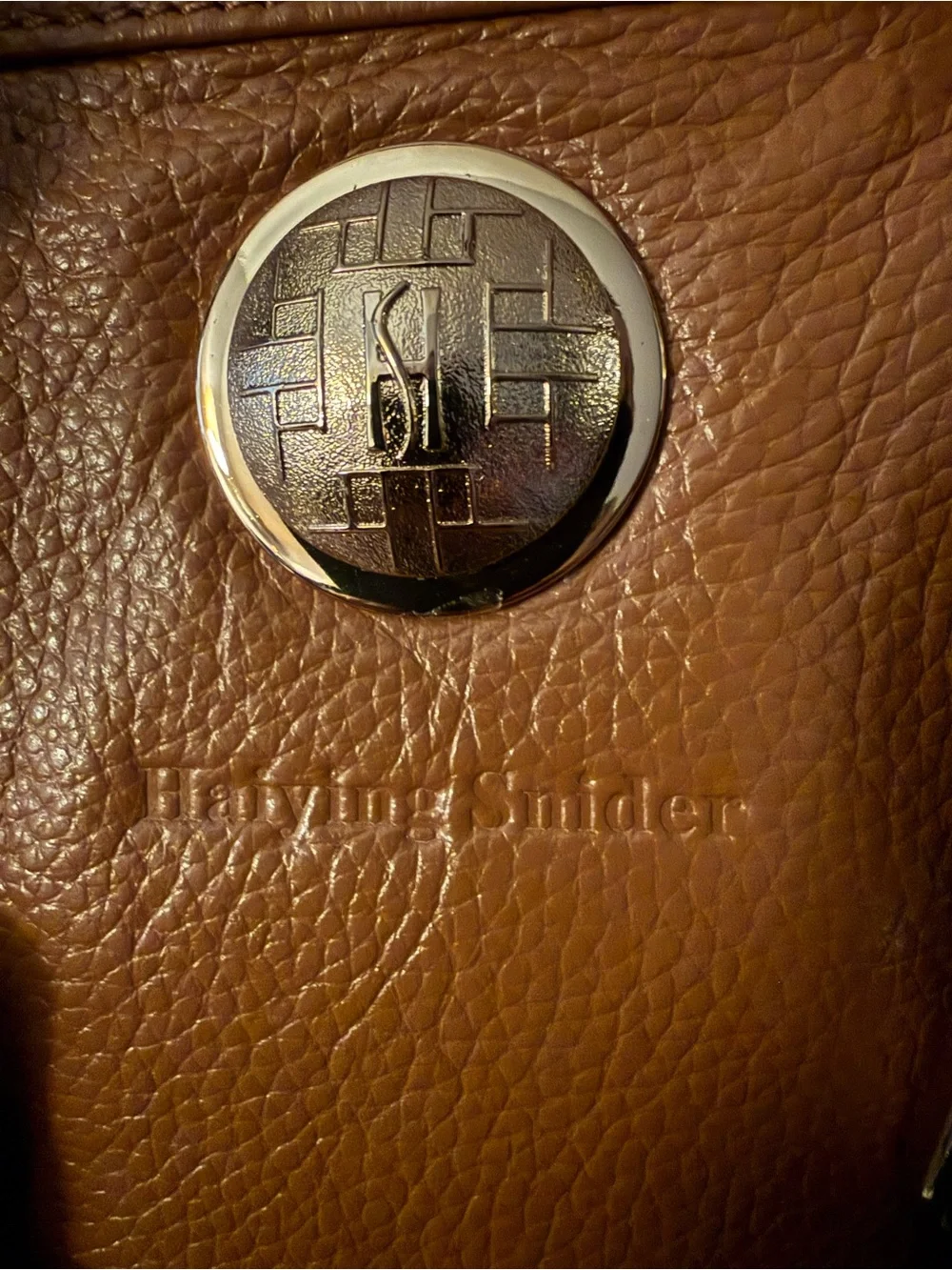 Haiying Snider Tan Leather Structured Satchel
